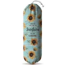 Hglian Sunflower Grocery Plastic Bag Holder Dispenser Inspirational Plastic Bag Organizer Shopping Trash bags Storage Container Teal Motivational Bedroom Kitchen Décor-be the sunshine Yellow