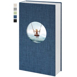 Vienrose - Álbum de fotos de 4 x 6 pulgadas, 420 bolsillos, funda de lino, libro de fotos con ventana redonda para bodas, día festivo, color azul