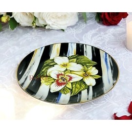 MacKenzie-Childs MacKenzie Childs Thistle & Bee Courtly Stripe 8.25" Trillium Dessert Plate New