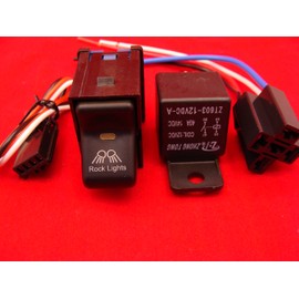 Fits The Jeep TJ/LJ Rocker Switch-Rock Lights Logo with 40 AMP Relay SHIPPS Within ONE Day
