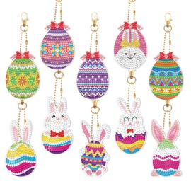 Wishstar Diamond Painting Children's Easter, Rabbit Easter Eggs Diamond Painting Keyring Set, DIY Diamond Painting Set, Easter for Crafts for Children, Easter Gift or Easter Decoration Children