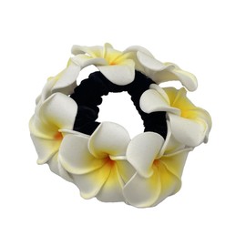 Plumeria Hair Tie Plumeria Hair Scrunchy Hawaiian Flower Hair Band Summer Flower Hair Tie for Women Girls