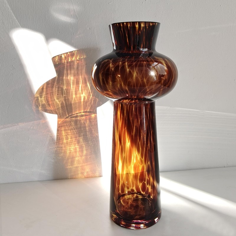 11" High Luxe Leopard Glass Vase — Unique Modern Amber
