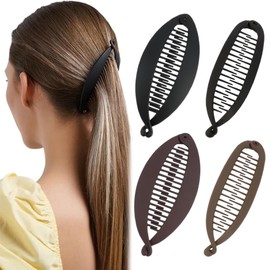 4er-Pack mattierte Bananenclips, Vintage-Fischschwanz-Haarclips, mattierte vertikale Clips, Fischschwanz-Haarclip-Accessoires für Frauen mit langem, lockigem und glattem Haar