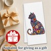 Floral Cat Kitchen Towel, Colorful Kitten Hand Towel for Cat