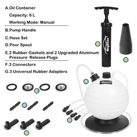 6L Vacuum Oil Extractor Pump Fluid Extractor Oil Change Pump for Automotive and Boat with 59" Main Hose,Three 41" Extension Tubes for Automotive Oil Change,A Brake Bleeding Hose for Brake Fluid Change