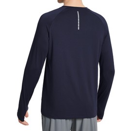 baleaf Men's Long Sleeve Running Shirts Sun Protection UV UPF 50+ T Shirts Workout Athletic Gym Quick Dry Zip Pocket Navy S