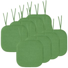 Elegant Comfort 8 Pack Chair Cushion Covers - Skid-Proof Rubber Backing - 16 x 16 Inch - Thick Dining Square Shape Seat Covers - Comfortable Textured Chair Pads with Ties - Honeycomb Pattern, Green
