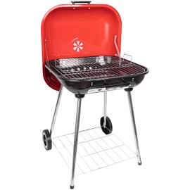 guogiyala Red Charcoal Grills 22.4inch - Portable grill with wheer and handle, RED grill