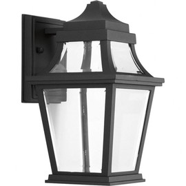 Progress Lighting Endorse LED Collection 1-Light Clear Glass New Traditional Outdoor Small Wall Lantern Light Textured Black
