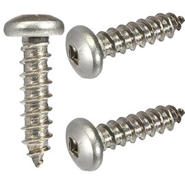 #10 x 1 Pan Head Sheet Metal Screws, Full Thread, Square Drive, Stainless Steel 18-8, Bright Finish, Self-Tapping, Quantity 100 Pieces by Fastenere