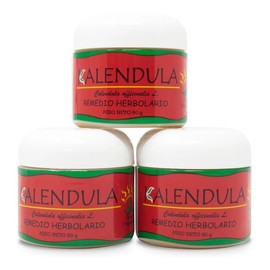 Pack 3 Pomada Natural de Caléndula 60g - Altamente Concentrada. Cictrizante para golpes y raspones, para piel irritada, enrojecida y sensible.