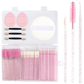 myaokue-up Kit de Aplicadores de Maquillaje Desechables de 206 Piezas: Pinceles para Rímel, Aplicadores de Labios, Micropinceles, Esponjas de Sombra de Ojos de Doble Cara, Borlas Triangulares con Orga