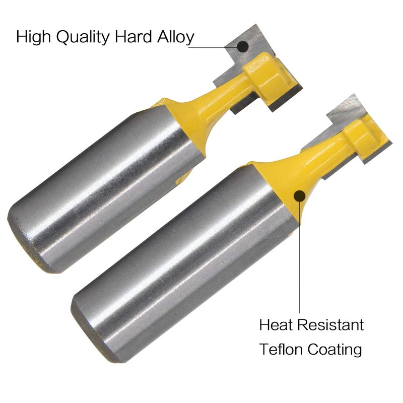 RKURCK 1/2" Shank T-Slot Cutter Router Bit Steel Handle 3/8"