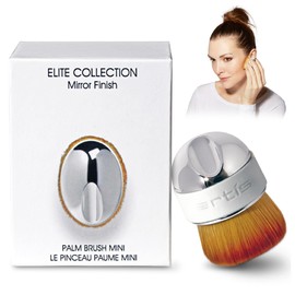 Artis Elite Palm Brush Mini for Powder Foundation, Self Tanner, Body Makeup, Bronzer & Contour, Ergonomic Dome Shaped Soft Cosme Fibre Applicator - Mirror Handle
