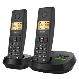 Gigaset Pure 220A Duo - 2 Cordless DECT Telephones with Answering Machine - with Call Block Button and Hands-Free Function - 80 Contacts, Anthracite Black [Compatible in DE, IT, FR, NL, BE, Che, AUT]