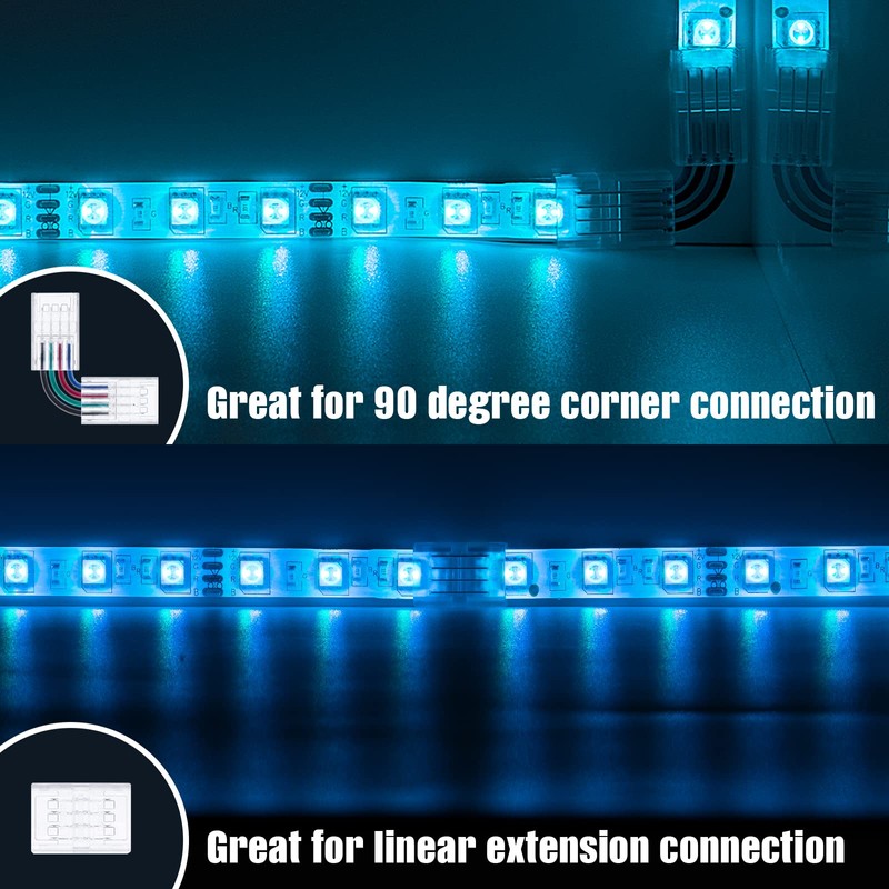 GXILEE Solderless Led Light Connectors 4 pin 10 Pack and