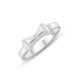 Ascona Bow Ring, Silver Bow Rings Ribbon Jewelry for Women (5, silver)