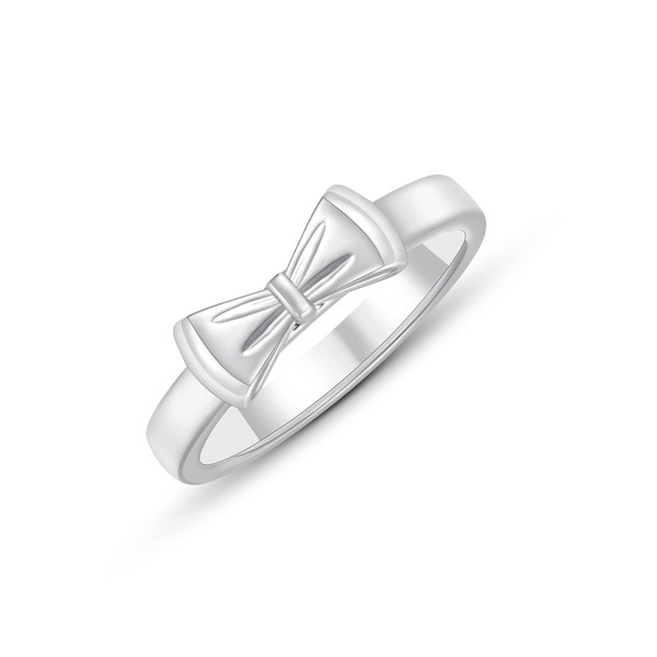 Ascona Bow Ring, Silver Bow Rings Ribbon Jewelry for Women