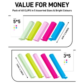 40 Pcs Food Bag Clips, 6/11 CM Bag Clips for Food Storage, Food Clips, Bag Clips, Food Clips Bag Sealing Clips, Reusable Bag Sealer Clips, Freezer Bag Clips, Food Bag Clips for Food Storage.