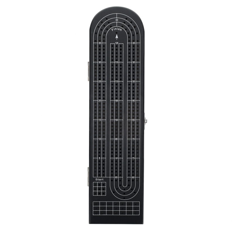 Pacific Shore Games Wooden Cribbage Board Game Set, Black Stained