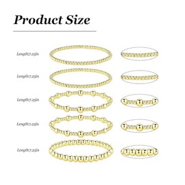 Zinx Gold Beaded Bracelets Non Tarnish Gold Plated Bracelet Stackable Beaded Bracelets Adjustable Stretch Bracelets Hypoallergenic Bracelets Trendy Stack Jewelry Gift for Women