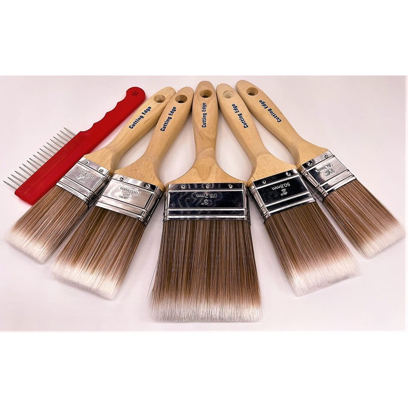 Cutting Edge Premium Synthetic Paint Brush Sets - 5-Brush or