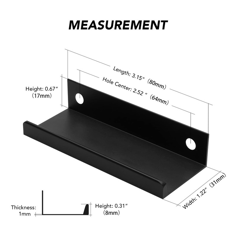 Ravinte 30 Pack Finger Pulls for Cabinets 80mm/3.15" Length Black