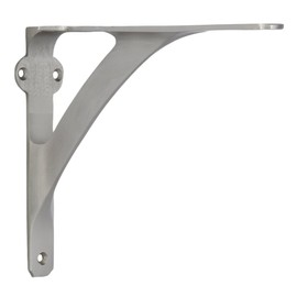 Set of 2 Shelf Brackets for 6", 8", 10" Shelves - Brushed Nickel Finish - 7.88" X 5.88" Heavy Duty Brass L Brackets for Wall Shelves Hardware Included,