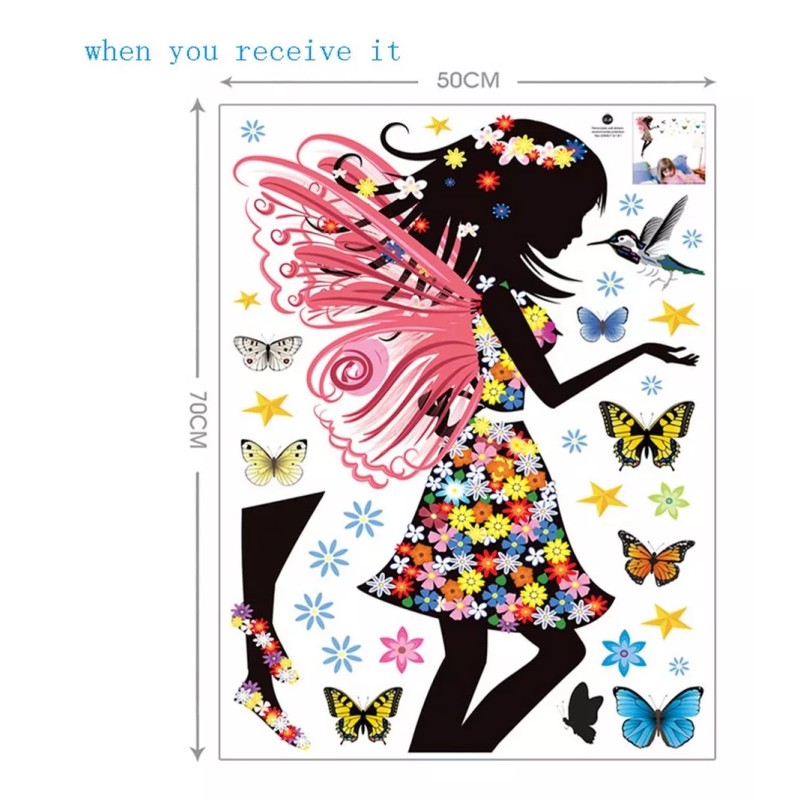 DaraBaby Hada De Pie Con Mariposas, Vinil Decorativo