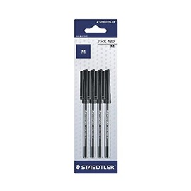 Staedtler Stick 430M Ballpoint Pen Black Pack of 4