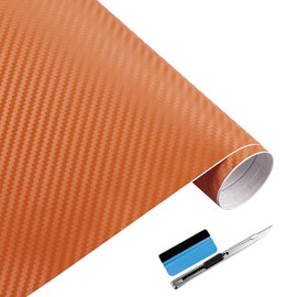 NewL Orange 3D Carbon Fiber Vinyl Film with Bubble Free Film + Free Application Tool