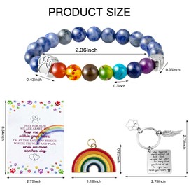 Pet Memorial Gifts, Pet Sympathy Gift, Rainbow Bridge Bracelet for Beloved Dog Cat,8MM Mixed Color Bead 7 Chakra Pet Memorial Bracelet for Women Men Who Loss of Pets, Pet Sympathy Gift