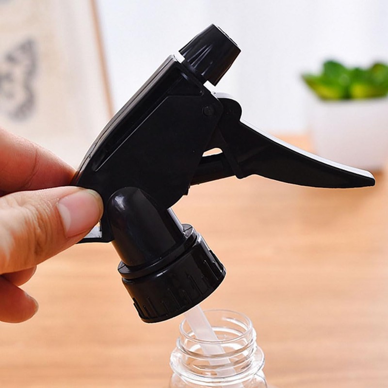 QUUPY 4Pcs Black Plastic Spray Bottle Nozzle Spray Trigger Leak