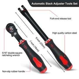 EXJIOTA Automatic Slack Adjuster Tools, 5/16" Brake Adjustment Tool Ratcheting Wrench Air Brake System Adjustment Wrench Tools Set for Semi Truck Big Truck Trailers(2-Piece)