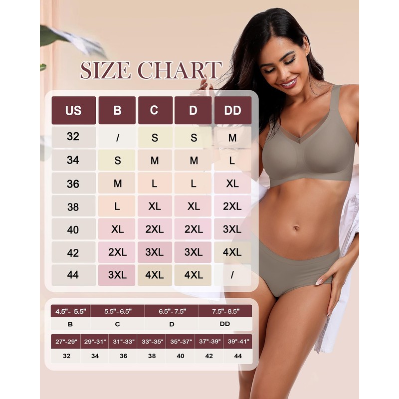 HORISUN Women's Without Underwire Bra, Comfort Seamless Push Up Bralette