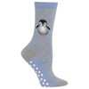 HOTSOX Womens Penguin Non Skid Socks 1 Pair, Blue Heather,