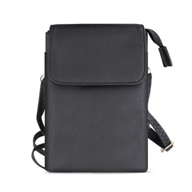 Energather Small Crossbody Bag for Women, Multiple Compartments Phone Purse Wallet, Stylish Leather Crossbody Purse for Women (Black)