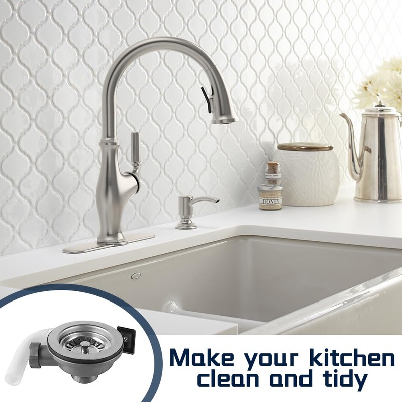 KQWVZ Stainless Steel Strainer Basket Valve, Kitchen Sink Drain Set,