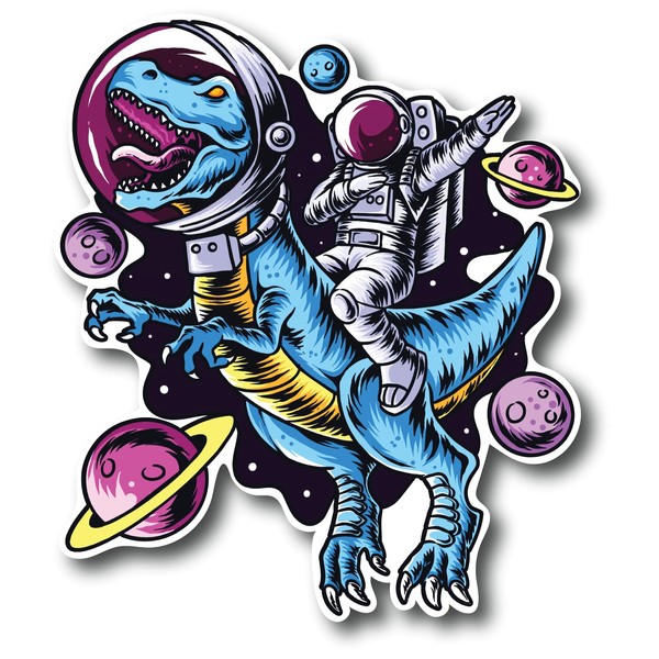 Astronaut Dinosaur 5 Inch Waterproof Decal Sticker Wall Window UFO
