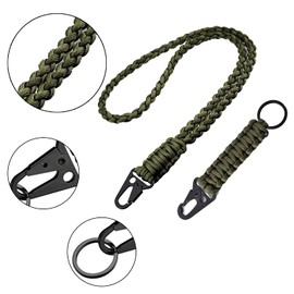 2Pack Heavy Duty Paracord Lanyard,Braided Keychain Lanyard,Paracord Keychain,Necklace Keychain with Metal Clip and Key Ring for ID Card Badge Holder, Camera and Whistle,ArmyGreen,Long and Short Size