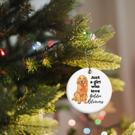 Golden Retriever Ornament, Golden Retriever Ornaments for Christmas Tree, Golden Retriever Gifts for Women, Just a Girl Who Loves Golden Retriever Ceramic Christmas Tree Ornaments