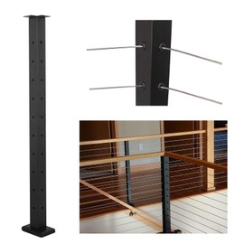 Sidasu 36"Corner Post L-Drilled Cable Railing Stainless Steel,Fixed Top Cable Railing Post Top Mount Black Stair Railing System kit, P05(Fine Frosted Coated)