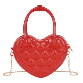 Aisi Women PVC Heart Shaped Shoulder Handbag Cute Chain Crossbody Bag Ladies Purse Clutch Tote Evening Bag