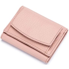 RRANCharltu Women's Small Leather Purse with Zip Coin Compartment Card Slots, Pink, Classic