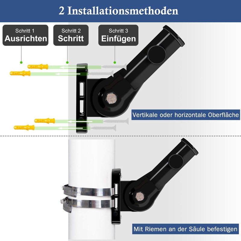 NQ Adjustable Flag Holder, 2.5 cm Diameter, Bracket for Flagpole,