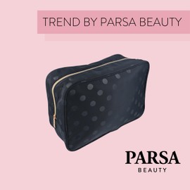 PARSA Beauty Blue Polka Dot Toiletry Bag - Toiletry Bag for Men and Women for Cosmetic Storage, Light blue with polka dots, Toiletry bag