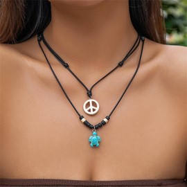 Summer Starfish Necklace Seashell Conch Surfer Choker Necklaces Beach Surfer Choker Necklace for Women Layered Beaded Turtles Pendant Choker Summer Boho Jewlery Gifts for Women Teen Girls Beach Essentials