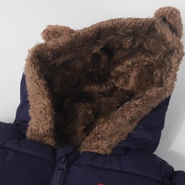 WEONEDREAM 3T Unisex Baby Kids Boys Girls Warm Fleece Cotton Winter Fur Coats, Toddler Fleece Jacket, Kids Hooded Thick Outerwear for Unisex Boys Girls Fleece (Navy Blue, 110)