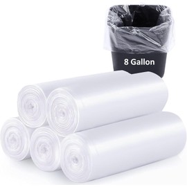 240 Count 8 Gallon Trash Bags Clear Medium Garbage Bags Strong, Leakage-Free,Unscented 30 Liter Thick for Bathroom, Office, Kitchen Waste Basket Trash Can (Clear, 8 Gallon-240 Count)